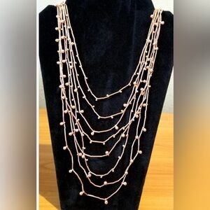 Premier Designs multi-layer rose gold necklace. Length 18”